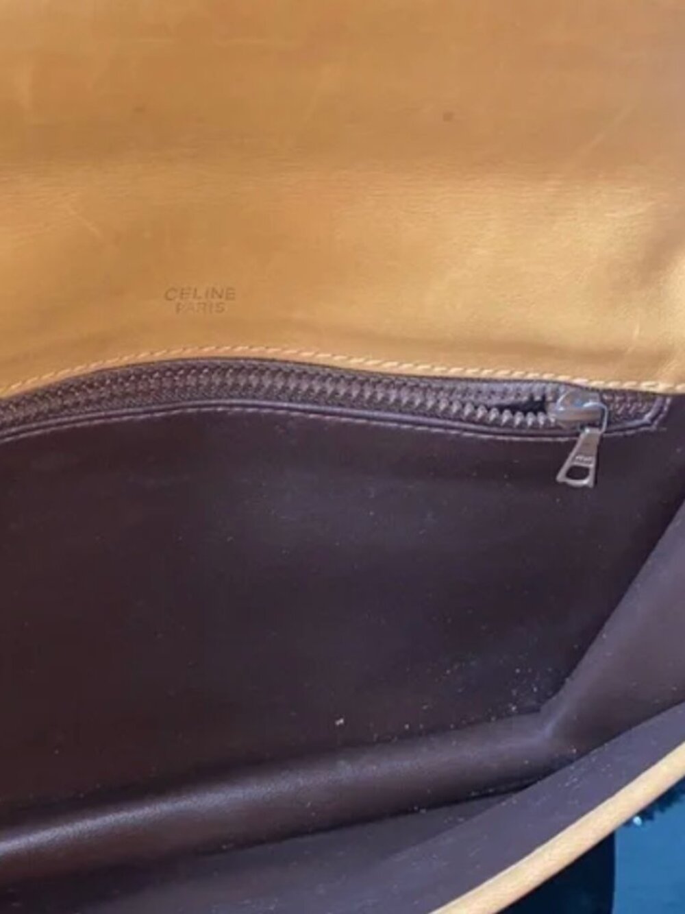 Authentic Celine Envelope Clutch Bag w/ Gold Chain. - Picture 7 of 10